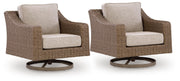 Laguna Heights 2 Outdoor Swivel Lounge Chairs in Beige - PKG024608