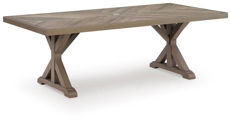 Laguna Heights Outdoor Dining Table and 4 Chairs and Bench in Beige - PKG024602