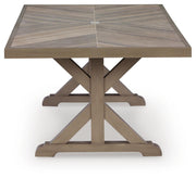 Laguna Heights Outdoor Dining Table and 4 Chairs and Bench in Beige - PKG024602