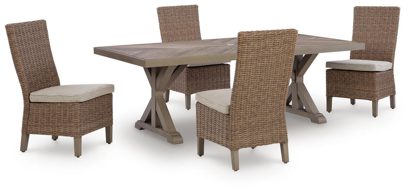 Laguna Heights Outdoor Dining Table and 4 Chairs in Beige - PKG024601