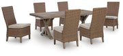 Laguna Heights Outdoor Dining Table and 6 Chairs in Beige - PKG024599