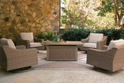 Laguna Heights Outdoor Fire Pit Table and 4 Chairs in Beige - PKG024611