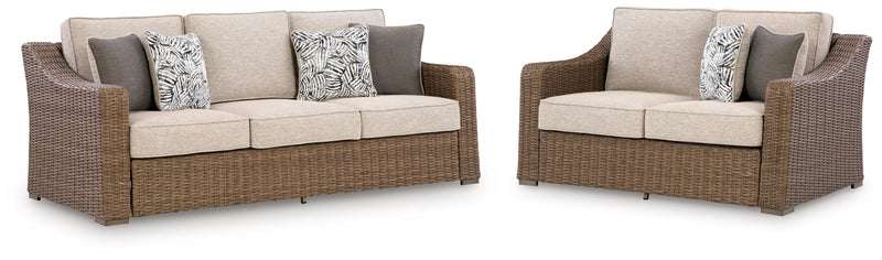 Laguna Heights Outdoor Sofa and Loveseat in Beige - PKG024604