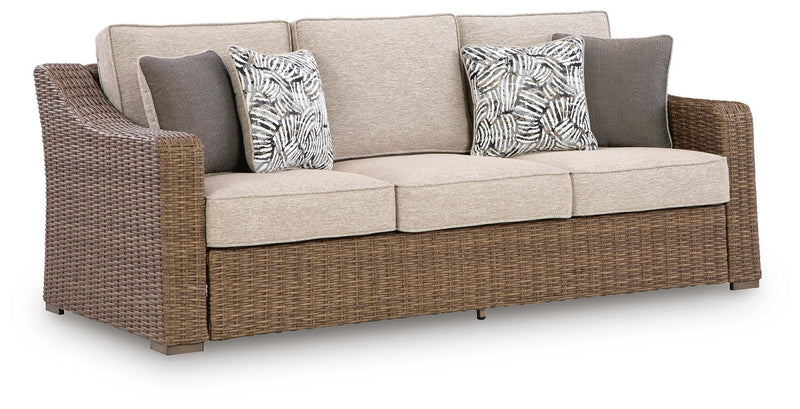 Laguna Heights Outdoor Sofa and Loveseat with Coffee Table in Beige - PKG024605