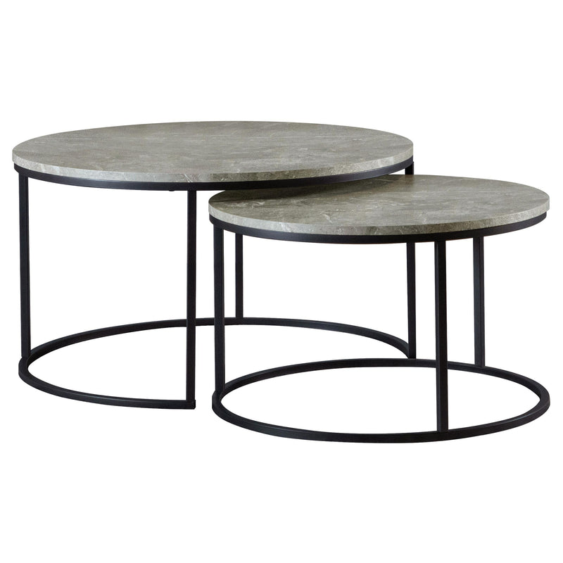 Lainey 2-piece Round Faux Marble Nesting Coffee Table Grey - 736028
