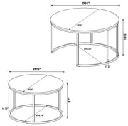 Lainey 2-piece Round Faux Marble Nesting Coffee Table Grey - 736028