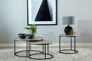 Lainey 2-piece Round Faux Marble Nesting Coffee Table Grey - 736028