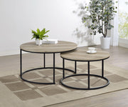 Lainey 2-piece Round Nesting Coffee Table Distressed Pine - 736040