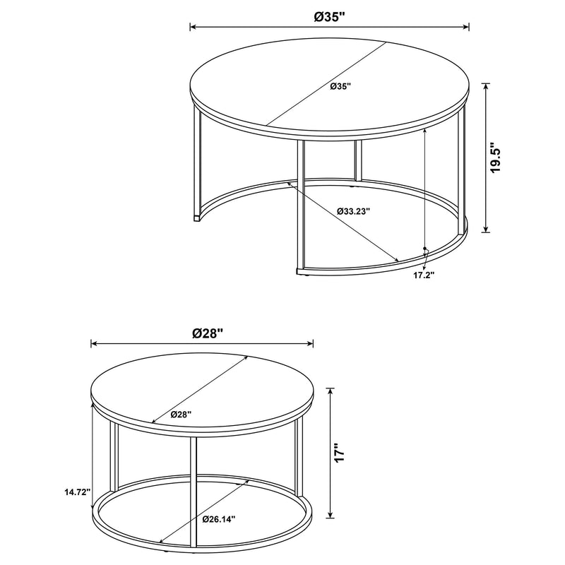 Lainey 2-piece Round Nesting Coffee Table Distressed Pine - 736040