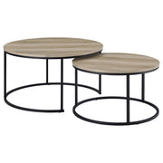 Lainey 2-piece Round Nesting Coffee Table Distressed Pine - 736040