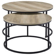 Lainey 2-piece Round Nesting Coffee Table Distressed Pine - 736040