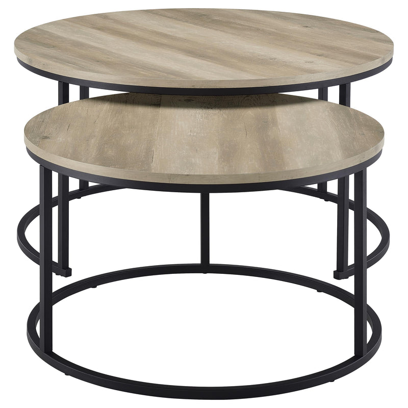 Lainey 2-piece Round Nesting Coffee Table Distressed Pine - 736040