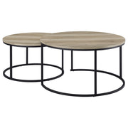 Lainey 2-piece Round Nesting Coffee Table Distressed Pine - 736040