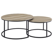 Lainey 2-piece Round Nesting Coffee Table Distressed Pine - 736040