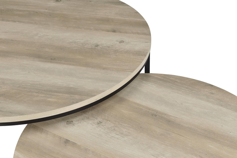 Lainey 2-piece Round Nesting Coffee Table Distressed Pine - 736040