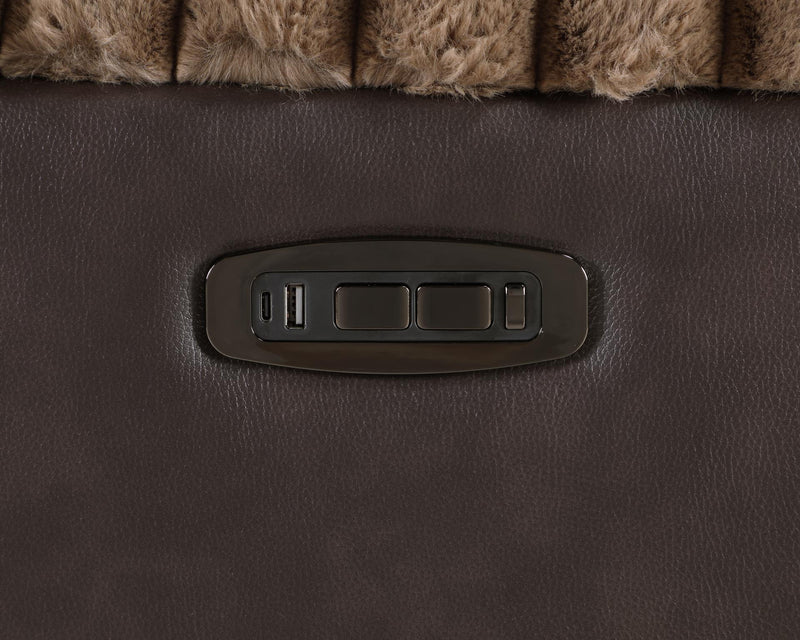 Lainey - 3PC Brown Power Sectional with Bluetooth Speaker, LED, Storage Console, Power Source, Cup Holder, and USB Charger - S458-Sectional