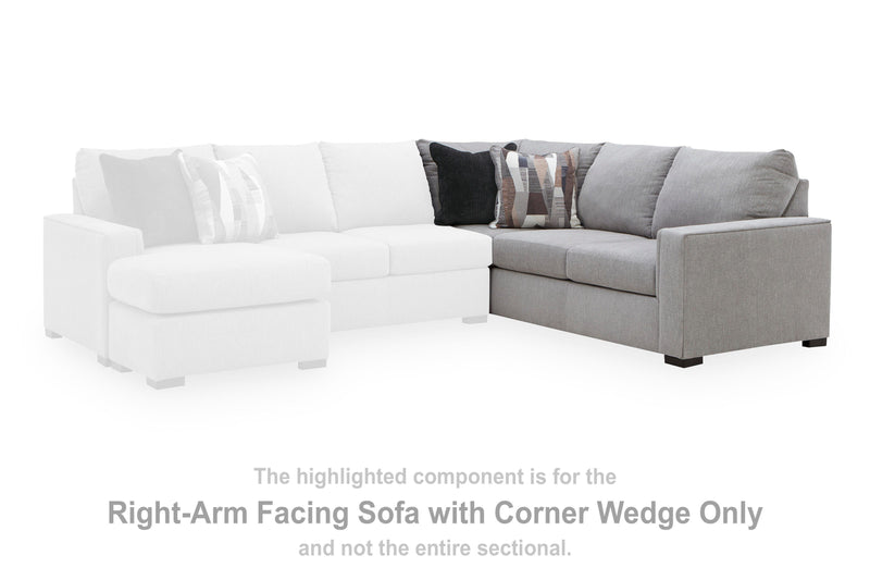 Lakepoint Nickel Right-Arm Facing Sofa with Corner Wedge - 6680449