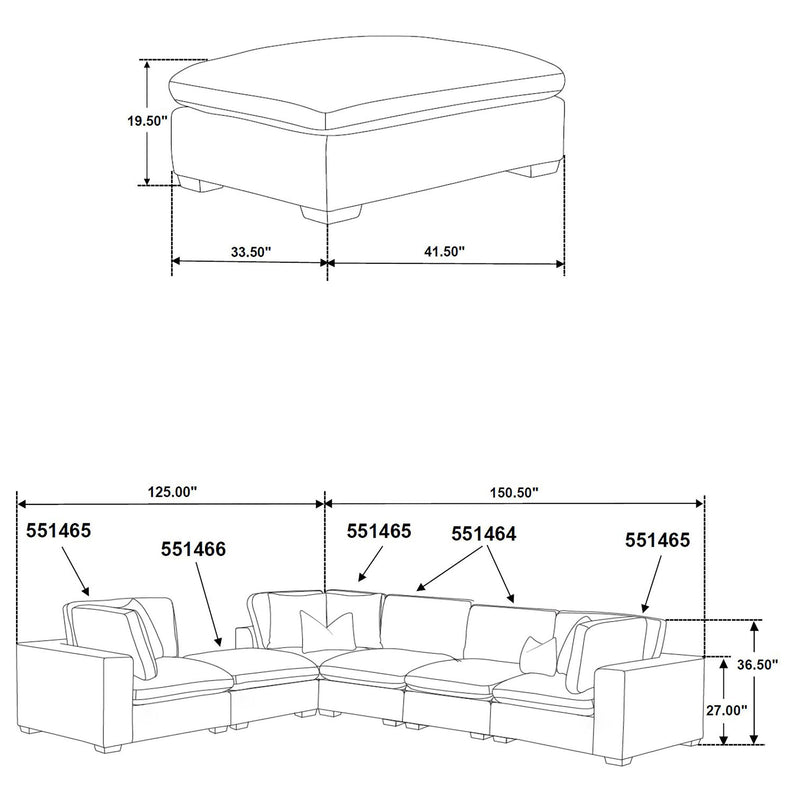 Lakeview Rectangular Upholstered Ottoman Dark Chocolate - 551466