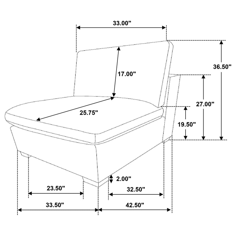 Lakeview Upholstered Armless Chair Ivory - 551461