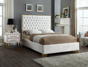 Lana Velvet King Bed White - Gate FurnitureKing Bed