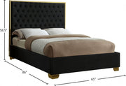 Lana Velvet Queen Bed Black - Gate FurnitureQueen Bed