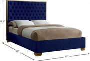 Lana Velvet Queen Bed Blue - Gate FurnitureQueen Bed