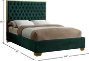 Lana Velvet Queen Bed Green - Gate FurnitureQueen Bed