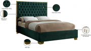 Lana Velvet Queen Bed Green - Gate FurnitureQueen Bed