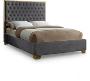 Lana Velvet Queen Bed Grey - Gate FurnitureQueen Bed