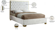 Lana Velvet Queen Bed White - Gate FurnitureQueen Bed