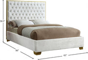 Lana Velvet Queen Bed White - Gate FurnitureQueen Bed
