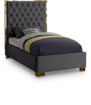 Lana Velvet Twin Bed Grey - Gate FurnitureTwin Bed