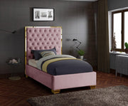 Lana Velvet Twin Bed Pink - Gate FurnitureTwin Bed