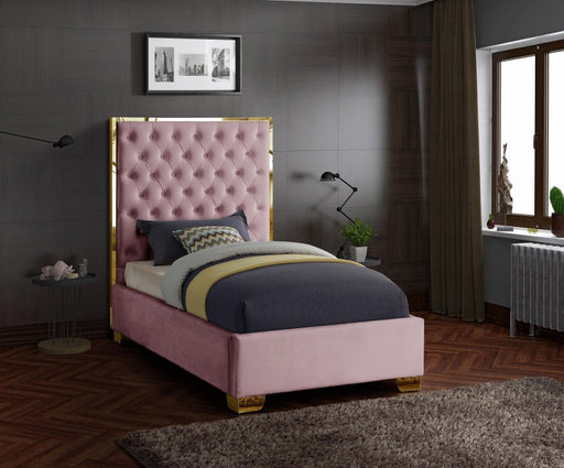 Lana Velvet Twin Bed Pink - Gate FurnitureTwin Bed