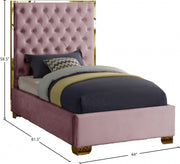 Lana Velvet Twin Bed Pink - Gate FurnitureTwin Bed