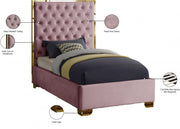 Lana Velvet Twin Bed Pink - Gate FurnitureTwin Bed