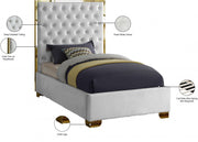 Lana Velvet Twin Bed White - Gate FurnitureTwin Bed
