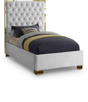 Lana Velvet Twin Bed White - Gate FurnitureTwin Bed