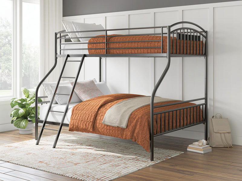Lanceburg Gray Twin over Full Bunk Bed with Ladder - PCB400-56