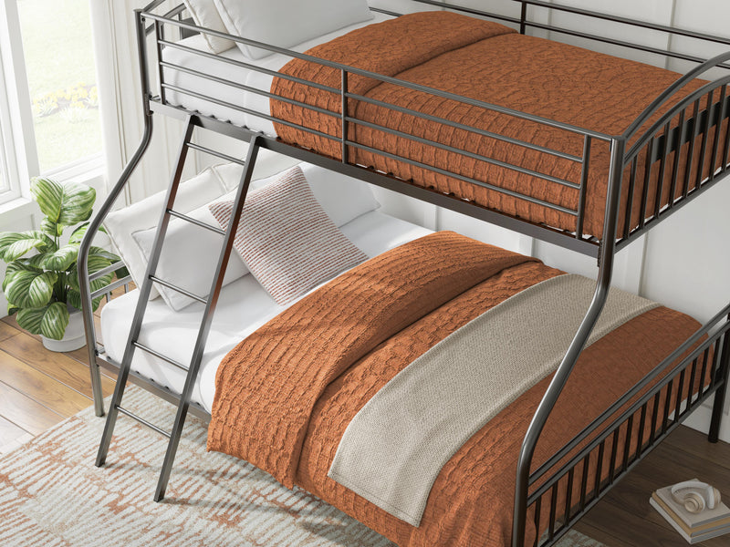 Lanceburg Gray Twin over Full Bunk Bed with Ladder - PCB400-56