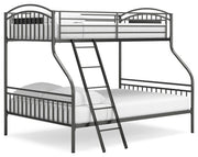 Lanceburg Gray Twin over Full Bunk Bed with Ladder - PCB400-56
