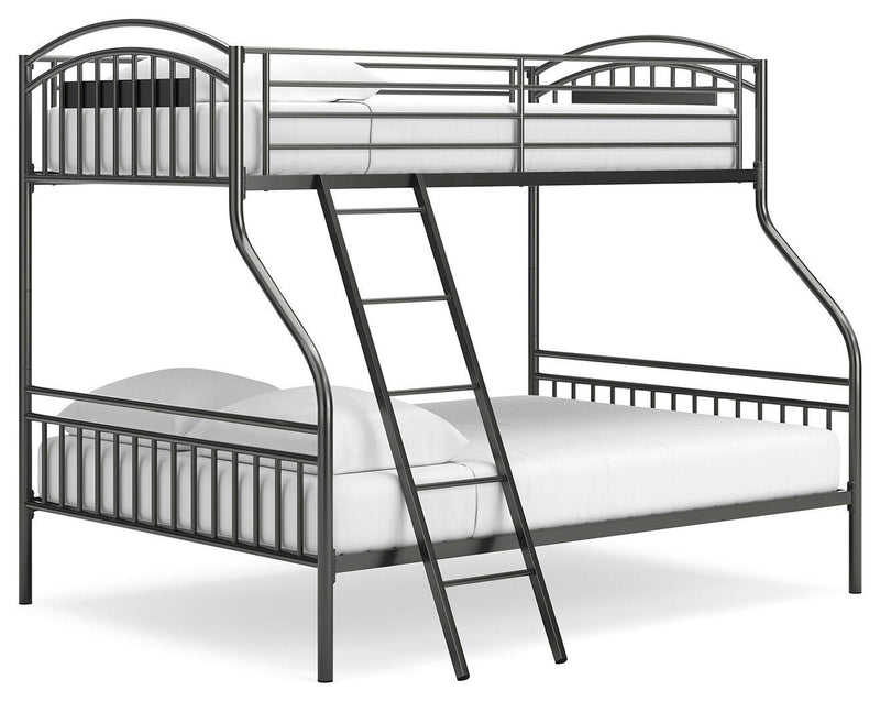 Lanceburg Gray Twin over Full Bunk Bed with Ladder - PCB400-56
