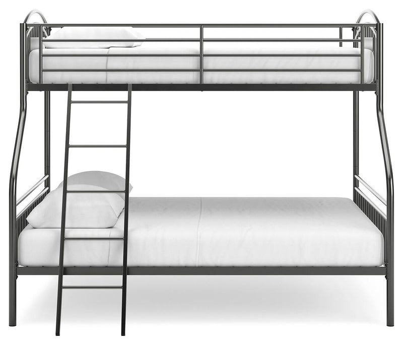Lanceburg Gray Twin over Full Bunk Bed with Ladder - PCB400-56