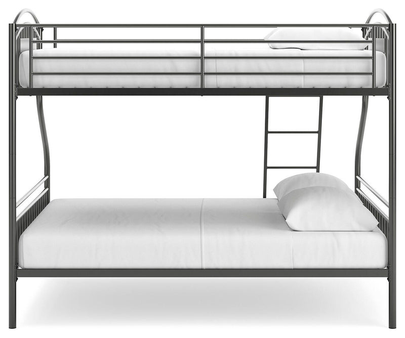 Lanceburg Gray Twin over Full Bunk Bed with Ladder - PCB400-56
