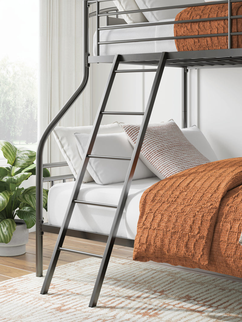 Lanceburg Gray Twin over Full Bunk Bed with Ladder - PCB400-56