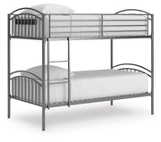 Lanceburg Gray Twin over Twin Bunk Bed and 2 Mattresses - PCB400B1