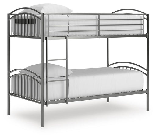 Lanceburg Gray Twin over Twin Bunk Bed and 2 Mattresses - PCB400B1