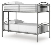 Lanceburg Gray Twin over Twin Bunk Bed and 2 Mattresses - PCB400B1