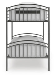 Lanceburg Gray Twin over Twin Bunk Bed and 2 Mattresses - PCB400B1