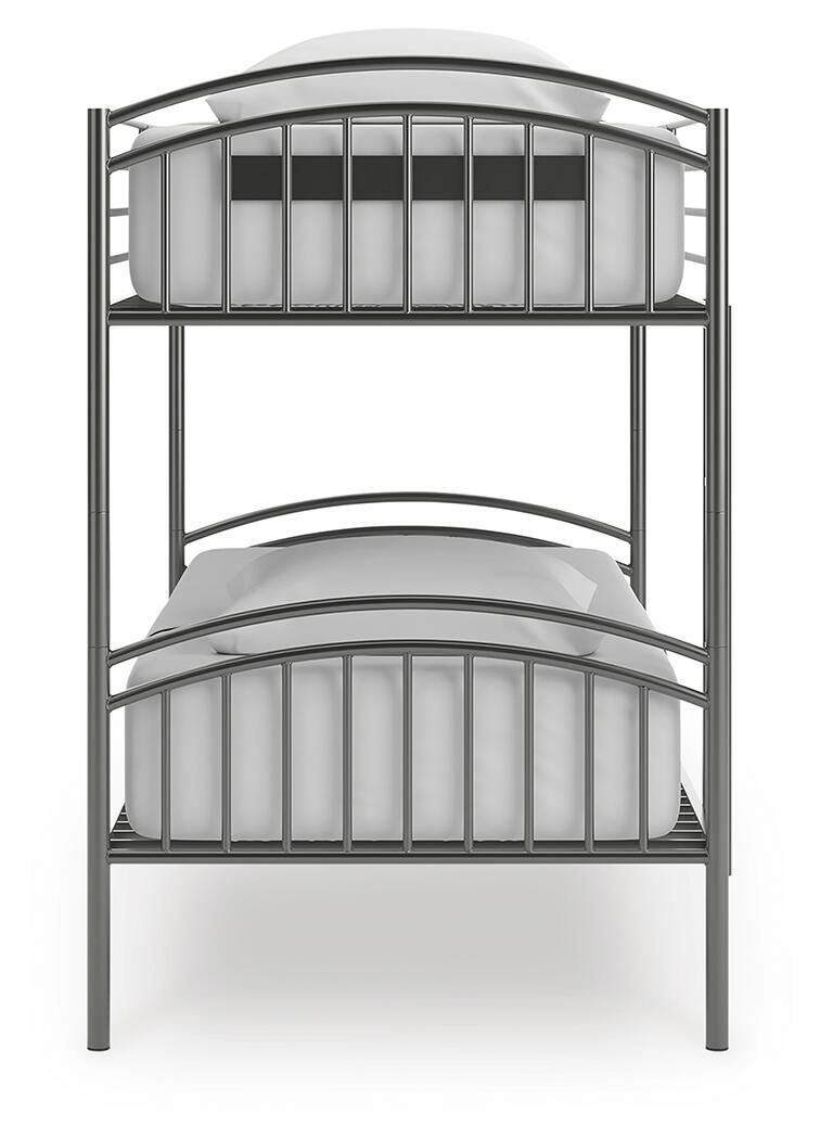 Lanceburg Gray Twin over Twin Bunk Bed and 2 Mattresses - PCB400B1